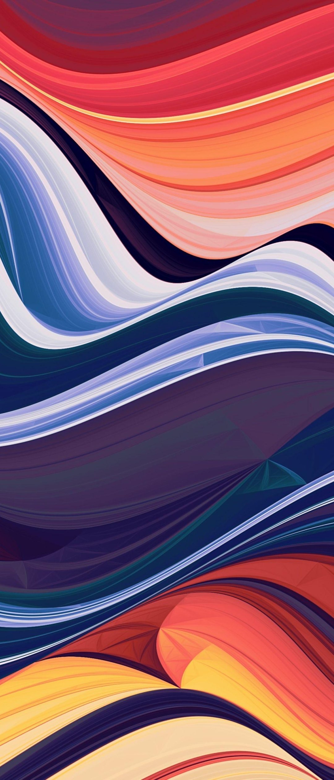 Abstract flowing colorful wavy lines - Wallpapers for Samsung Galaxy Z Flip7, Sony Xperia 5 II/5 III/5 V/10 IV/10 V, Xiaomi Mix Fold 3 in 1080x2520 resolution