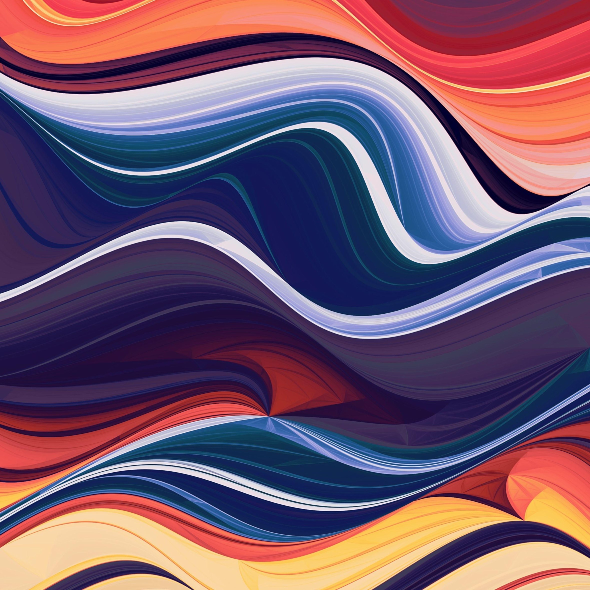 Abstract flowing colorful wavy lines - Wallpapers for iPad Air 10.9″ in 2360x2360 resolution