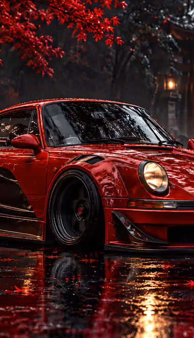 Обои для iPhone 11/XR (828x1792): Porsche 911, обвес, Япония, тории