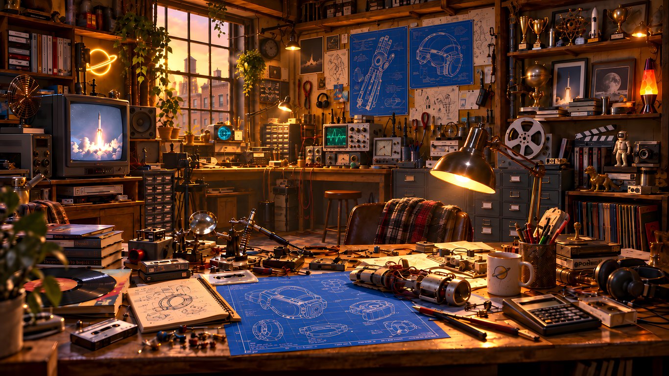 Retro Engineer Workshop at Sunset - Laptop Wallpapers in 1366x768 resolution