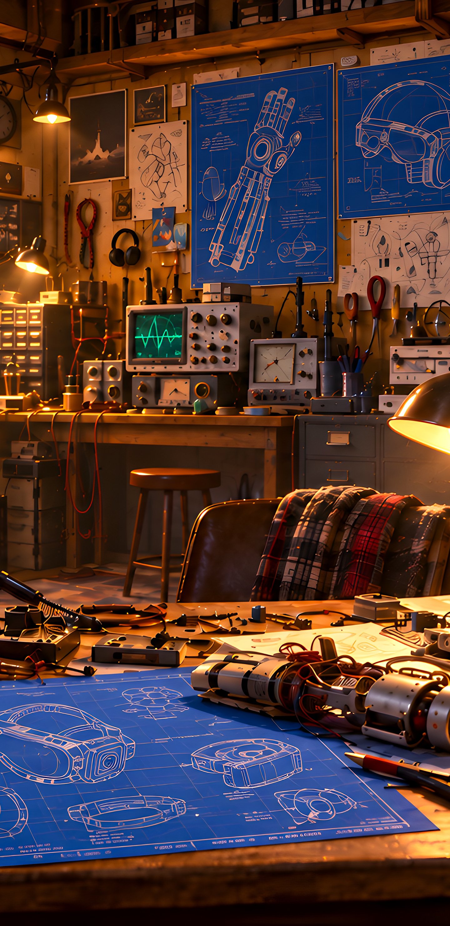 Retro Engineer Workshop at Sunset - Wallpapers for Samsung Galaxy S8/S8+/Note 8/S9/S9+/Note 9 in 1440x2960 resolution