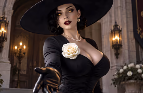 Full HD Hat wallpapers (1920x1080): Lady Dimitrescu, Resident Evil Village, gothic, castle