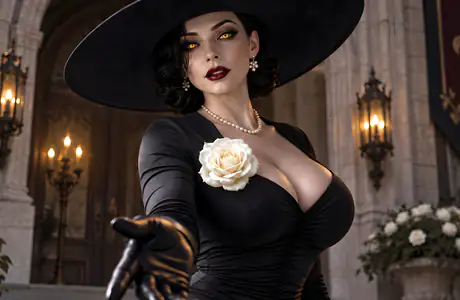 Обои игры: Lady Dimitrescu, Resident Evil Village, готика, замок