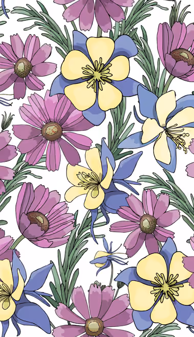 Pattern Wallpapers for Samsung Galaxy Z Flip6, Motorola Razr 2025 (1080x2640): floral pattern, chamomiles, aster, flowers