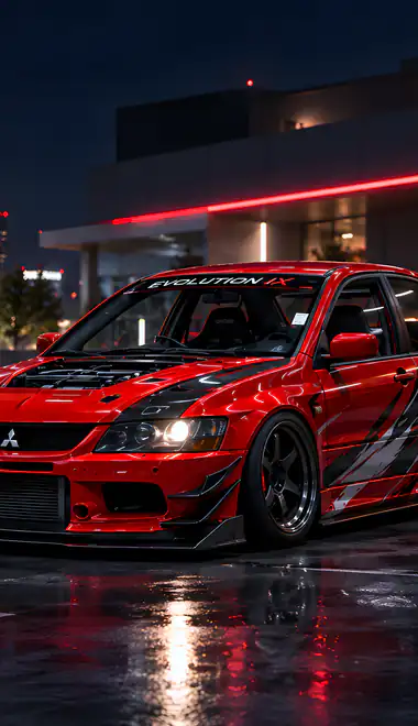 Wallpapers for Samsung/LG (720x1280): Mitsubishi Lancer Evolution, body kit, spoiler, reflection