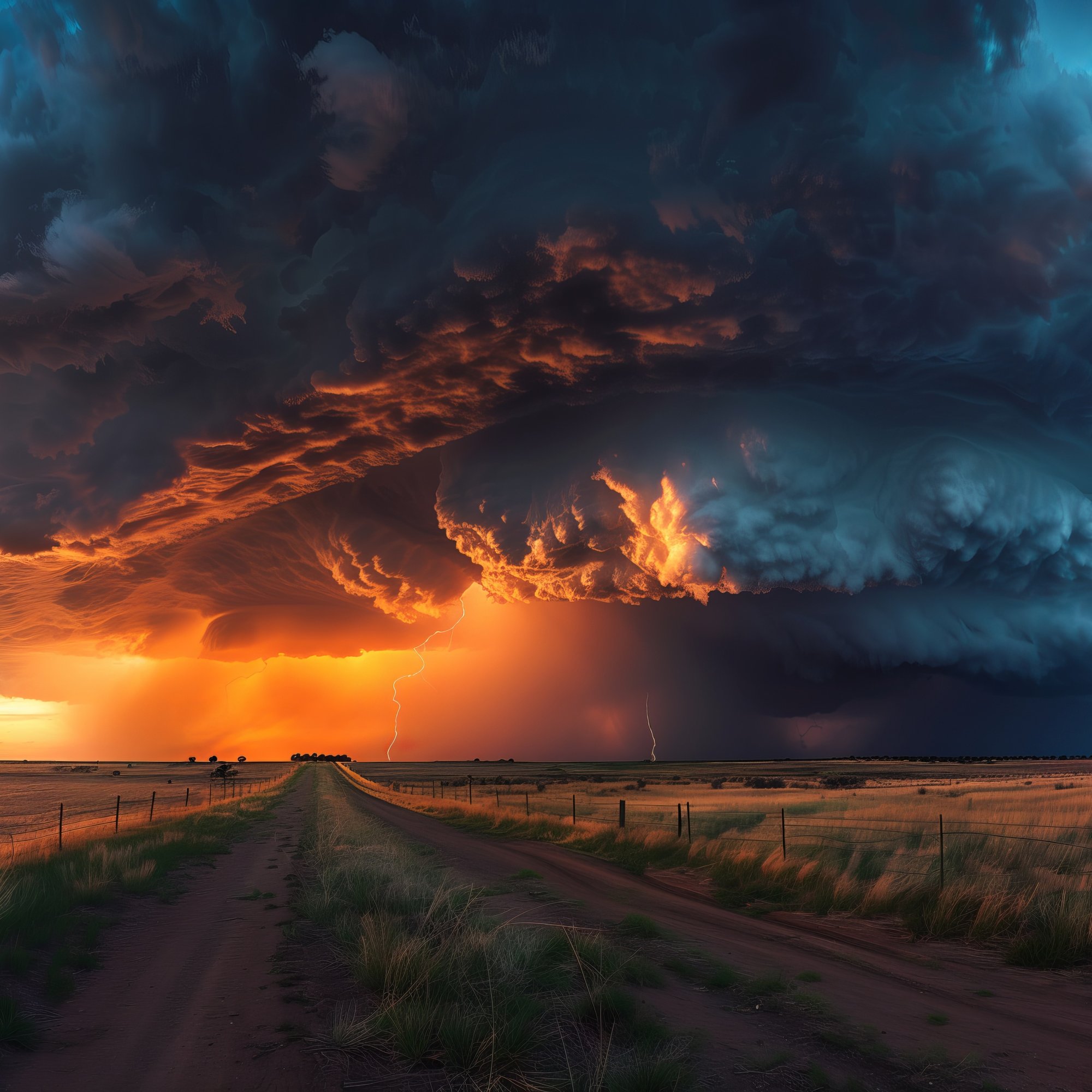 Storm cloud with lightning and sunset - Wallpapers for Samsung/Xiaomi in 2000x2000 resolution