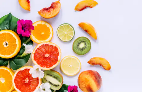 Wallpapers for Apple iMac 24″ (4480x2520): peach, flowers, lemon, kiwi