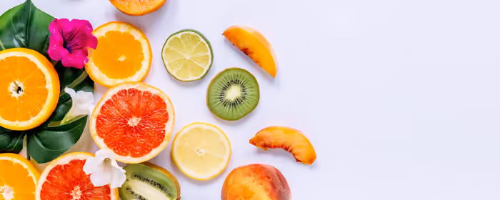 UltraWide 21:9 Arrangement wallpapers (3440x1440): peach, flowers, lemon, kiwi
