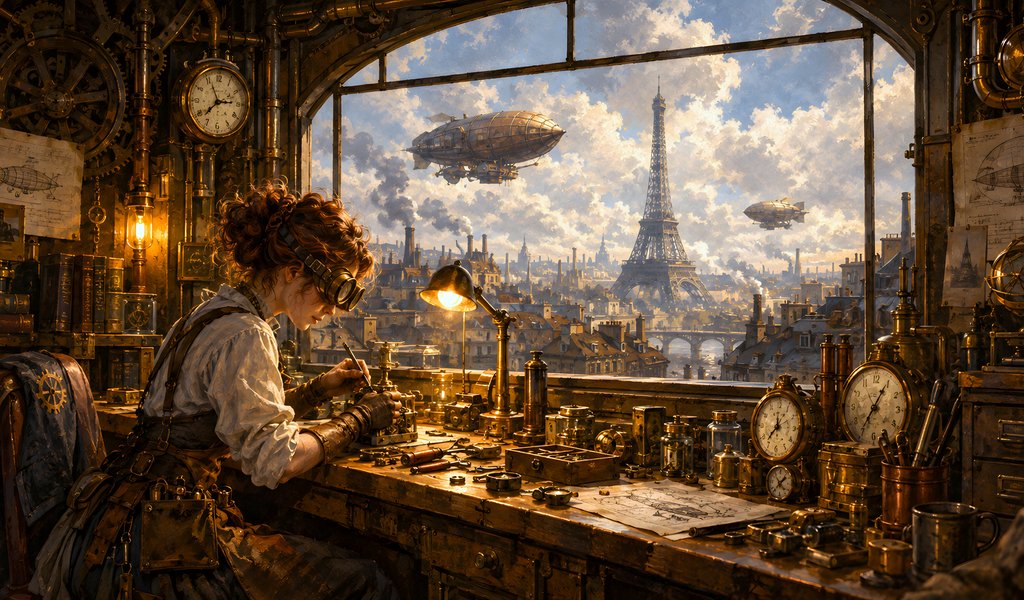 Engineer girl in a workshop in Paris - WSVGA wallpapers in 1024x600 resolution