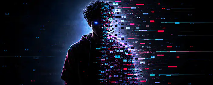 UltraWide 21:9 wallpapers (2560x1080): cyberpunk, man, blue eyes, glitch