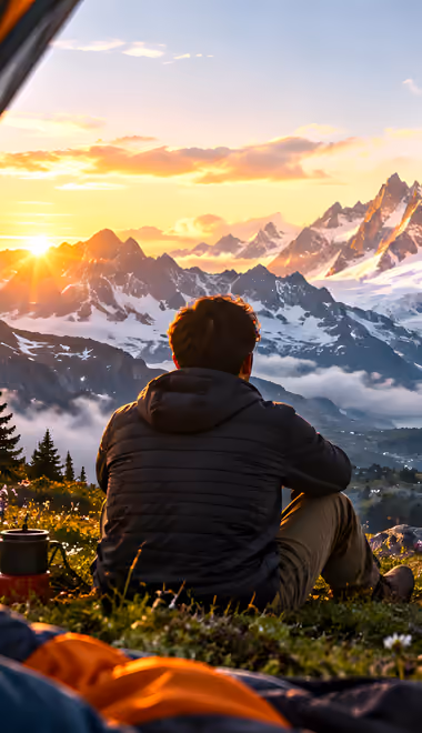Nature Wallpapers for Nokia, Samsung (360x640): camp, man, tent, glacier