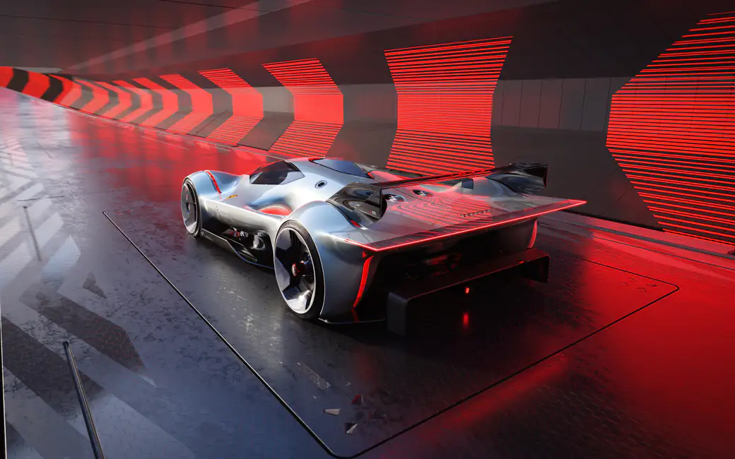 Ferrari Vision Gran Turismo rear view — desktop and phone wallpaper, free download