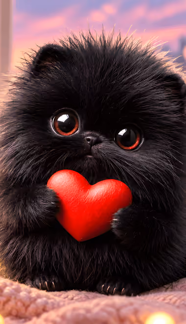 Wallpapers for Samsung Galaxy A03s, Xiaomi Redmi 7A, POCO C3 (720x1440): Valentine's Day, kitten, heart, cozy