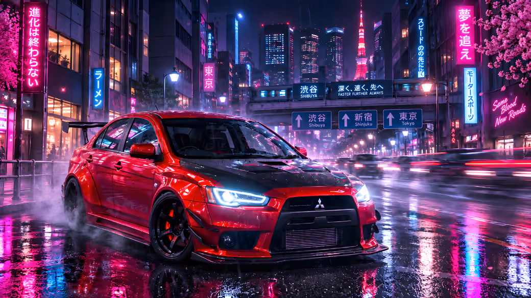 Mitsubishi Lancer Evolution 10 в Токио - Обои для Nokia, Samsung в разрешении 360x640