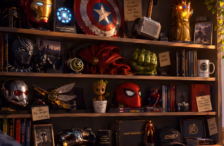 Обои фильмы: Marvel, фигурка, полка, книга