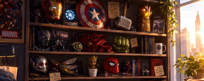 Обои фильмы: Marvel, фигурка, полка, книга
