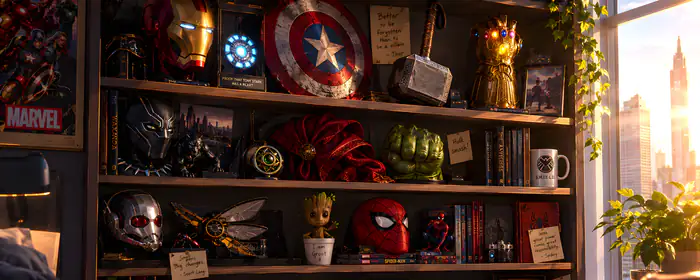 5K2K UltraWide 21:9 wallpapers (5120x2160): Marvel, figurine, shelf, book