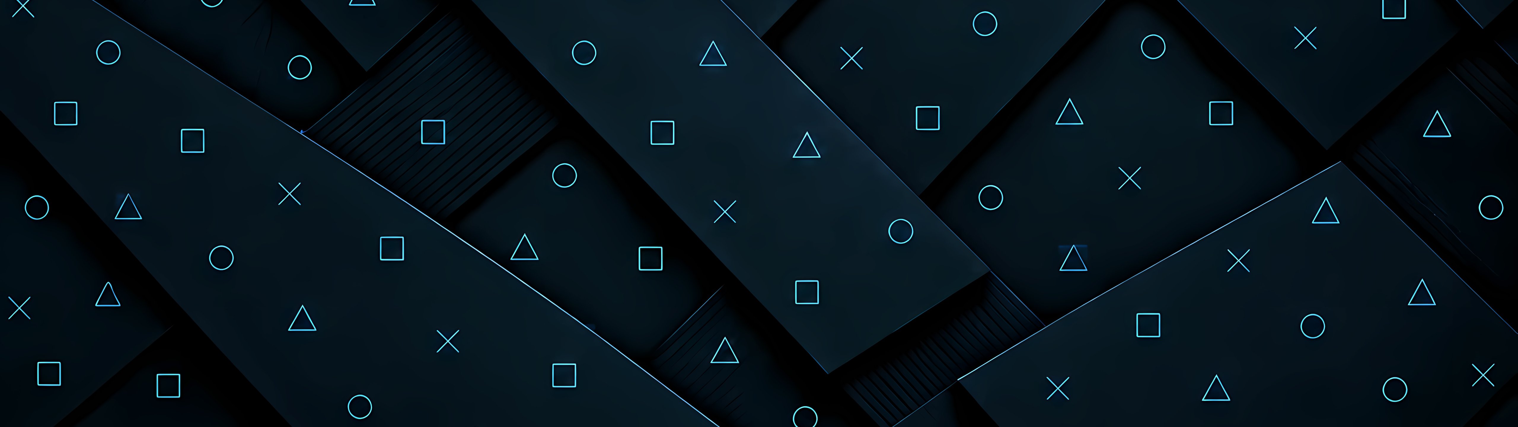 Dark tiles with shapes - UltraWide 32:9 wallpapers in 5120x1440 resolution
