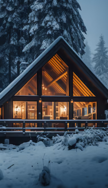 Landscape Wallpapers for iPhone 5/5S/5C/SE (640x1136): winter, cabin, snow, forest