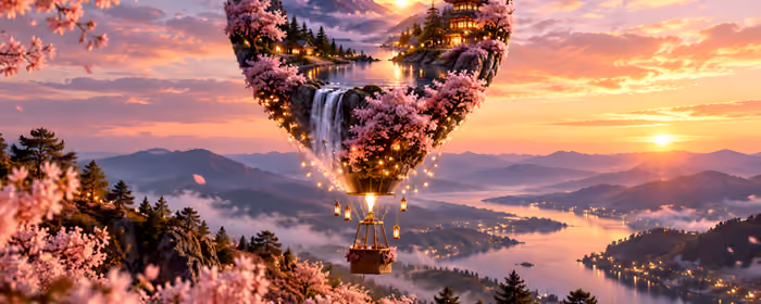 UltraWide 32:9 Landscape wallpapers (3840x1080): aerostat, flowers, valley, river
