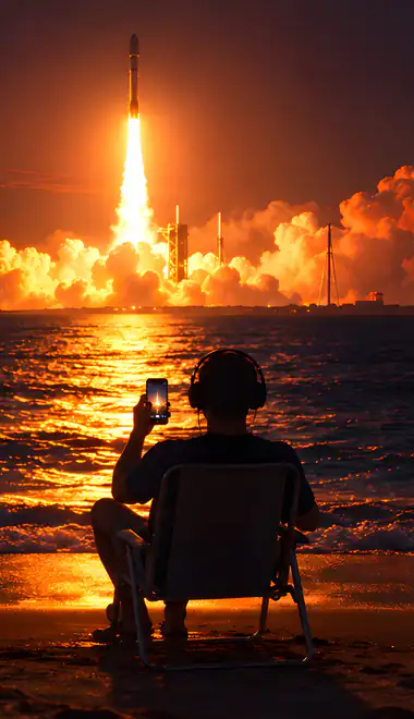 Обои космос: SpaceX, ракета, мужчина, огонь