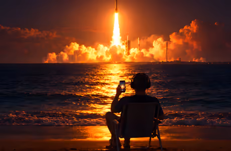Обои океан для iPad 10.2″ (2160x2160): SpaceX, ракета, мужчина, огонь