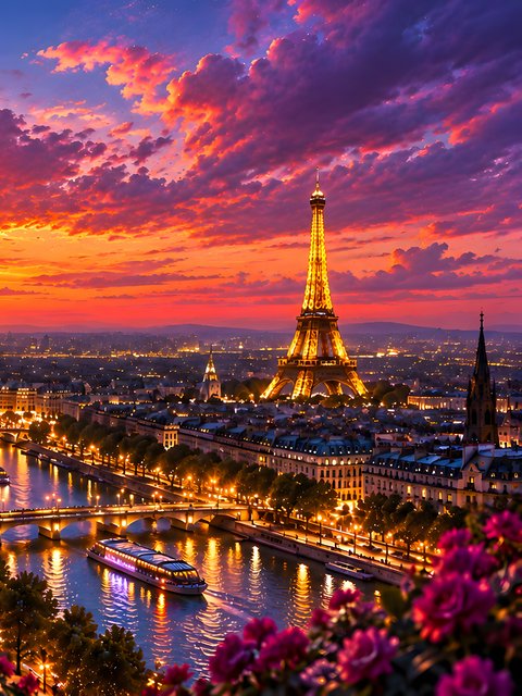 Paris Panorama with Eiffel Tower - Wallpapers for HTC/BlackBerry in 480x640 resolution