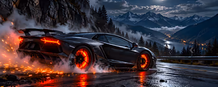 UltraWide 32:9 Performance wallpapers (5120x1440): Lamborghini Aventador, Dolomites, Moon, mountains