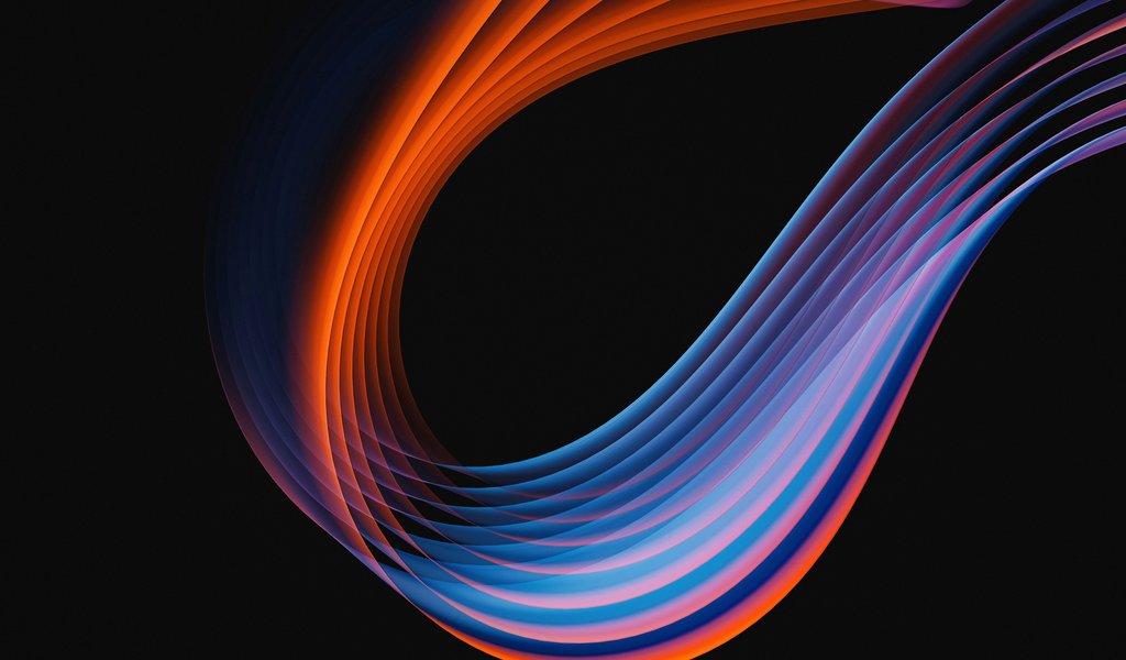 Curved neon light waves - WSVGA wallpapers in 1024x600 resolution