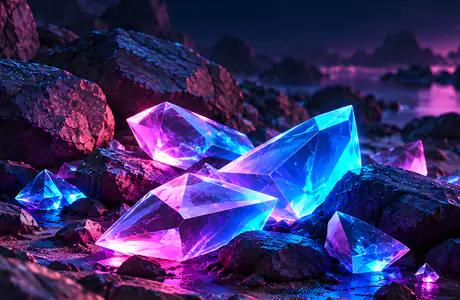 AI generated Wallpapers for Apple MacBook 14.2″ (3024x1964): crystals, cave, water, glow
