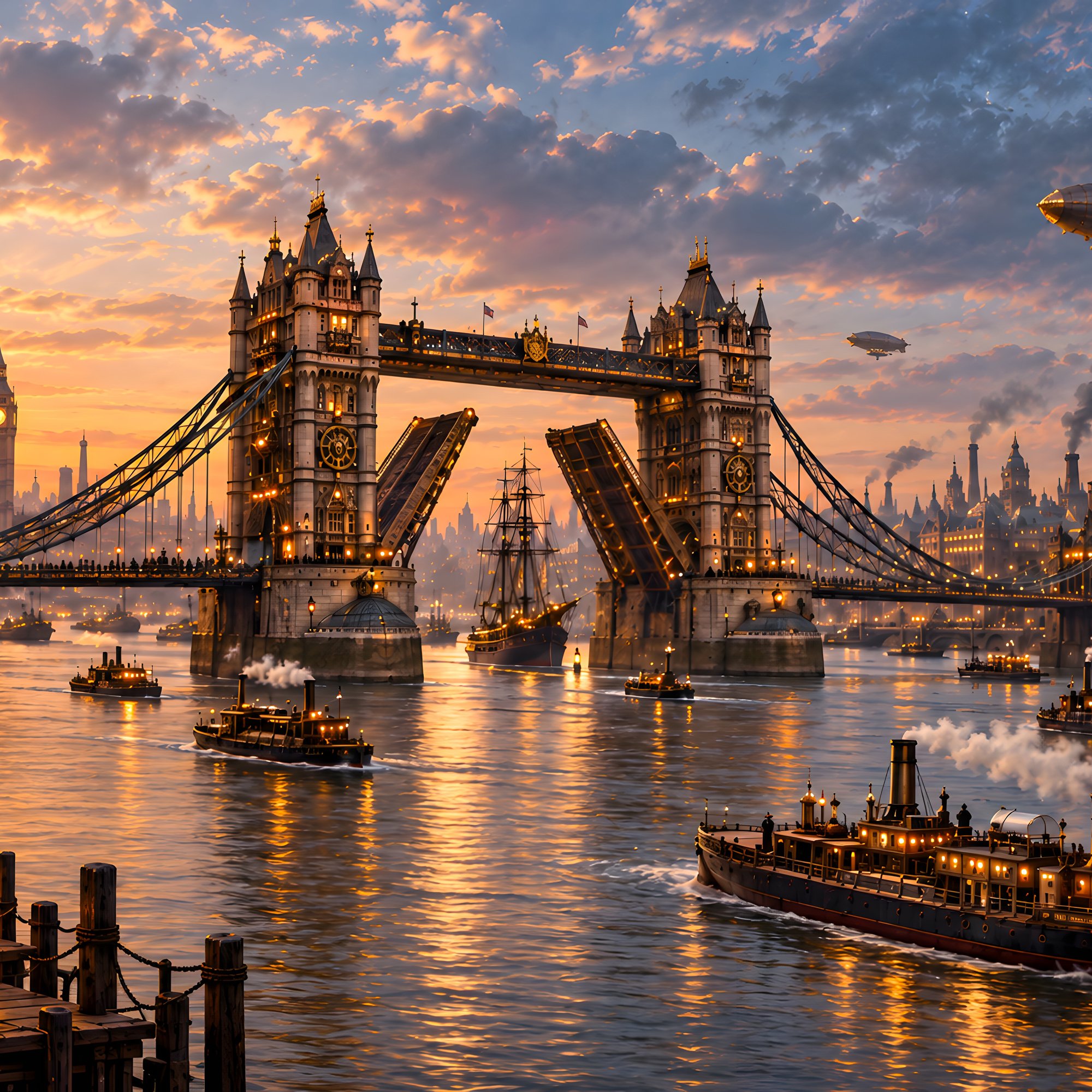 London and Tower Bridge in Steampunk Style - Wallpapers for Samsung/Xiaomi in 2000x2000 resolution
