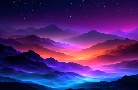 8K обои свет (7680x4320): ночь, горы, долина, звёздное небо