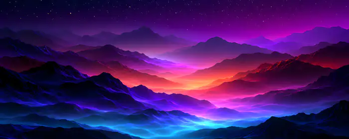 Mountain Nature Wallpapers for dual monitors (7680x2160): night, mountains, valley, starry sky