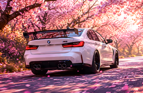 Cars wallpapers: BMW M3, body kit, sakura, petals