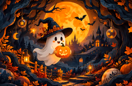 Celebrations wallpapers: Halloween, ghost, jack-o-lantern, Moon