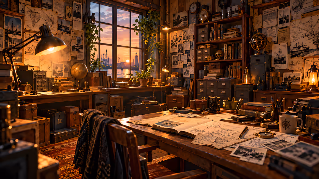Steampunk Workshop by the Window - Wallpapers for Samsung Galaxy M55, POCO M4/X4/X5, Xiaomi Redmi 12/13/Note 13/Note 14/Note 14S in 1080x2400 resolution