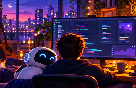 Wallpapers for iPad Pro 11″ 2024 (2420x2420): programmer, robot, code, crescent moon
