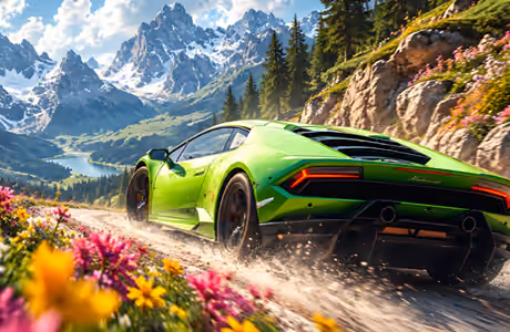 Обои для Apple MacBook 15″ (2880x1800): Lamborghini Huracán, горы, дорога, река