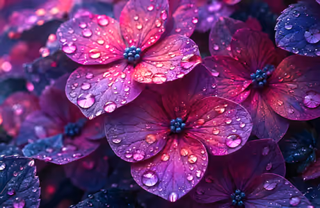 WSVGA Dew wallpapers (1024x600): hydrangea, flowers, dew, macro