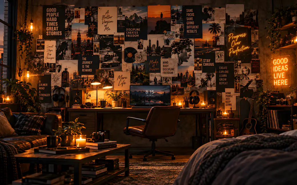 Cozy Study for a Music Lover — desktop and phone wallpaper, free download