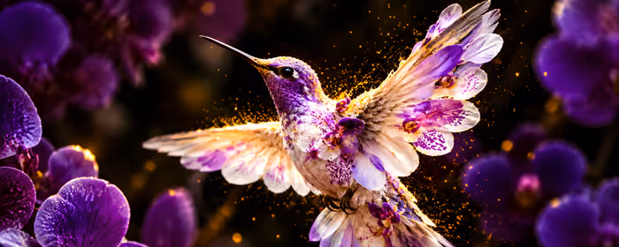 5K2K UltraWide 21:9 Flowers wallpapers (5120x2160): hummingbird, orchid, flight, glow