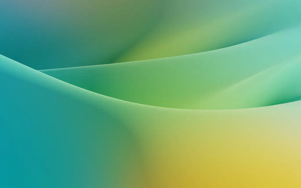 Smooth waves with a green gradient — desktop and phone wallpaper, free download