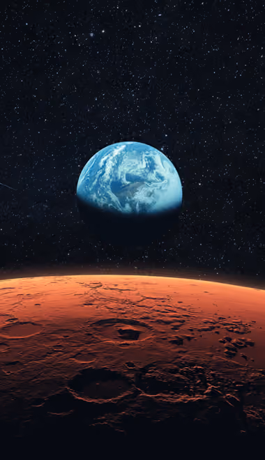 Orbit Wallpapers for Samsung, HTC, Sony (540x960): Mars, Earth, crater, stars