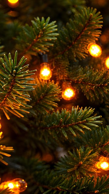 Christmas Tree with Warm Stringlights - Wallpapers for Nokia, Samsung in 360x640 resolution