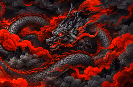Smoke Wallpapers for iPad Retina (2048x2048): dragon, scale, clouds, silhouette