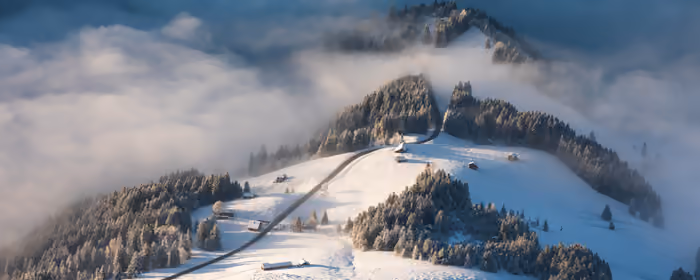 Nature wallpapers: winter, mountains, road, forest