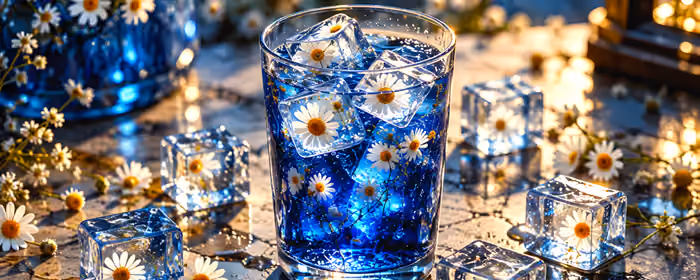Dual Monitor Wallpapers Food (7680x2160): chamomiles, cocktail, ice, glass
