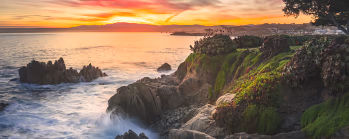 5K2K UltraWide 21:9 Water wallpapers (5120x2160): California, sunset, ocean, rock