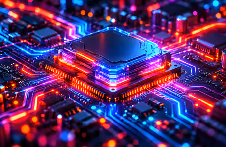 Processor and Microchip wallpapers for iPhone Air (2670x1878): processor, microcircuit, neon, electronics
