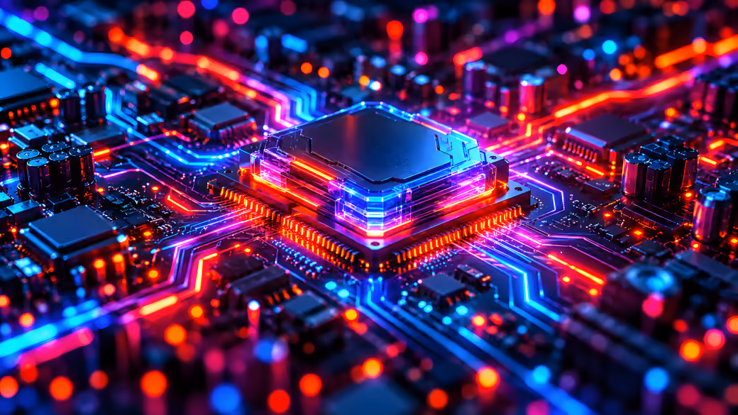 Neon AI Processor Microcircuit - Wallpapers for iPad Pro 12.9″ in 2732x2732 resolution